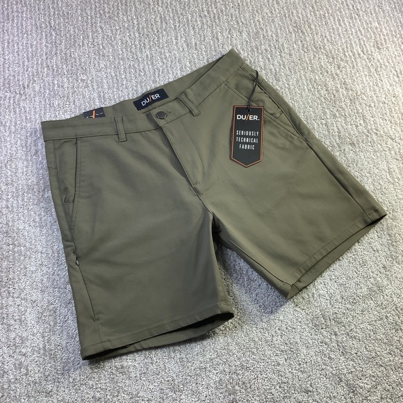 DU/ER Other - DU/ER Nustretch Shorts Thyme Green Technical Performance Mens Size 32 NWT
